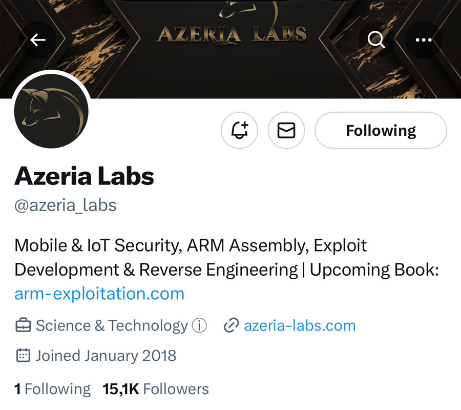 Azeria Labs Twitter Account